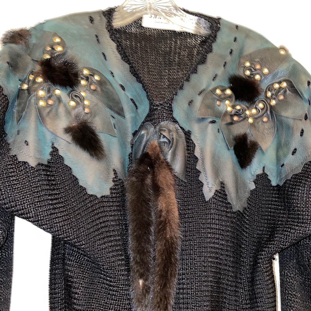 Shanna, Custom Sweater and Leather Skirt